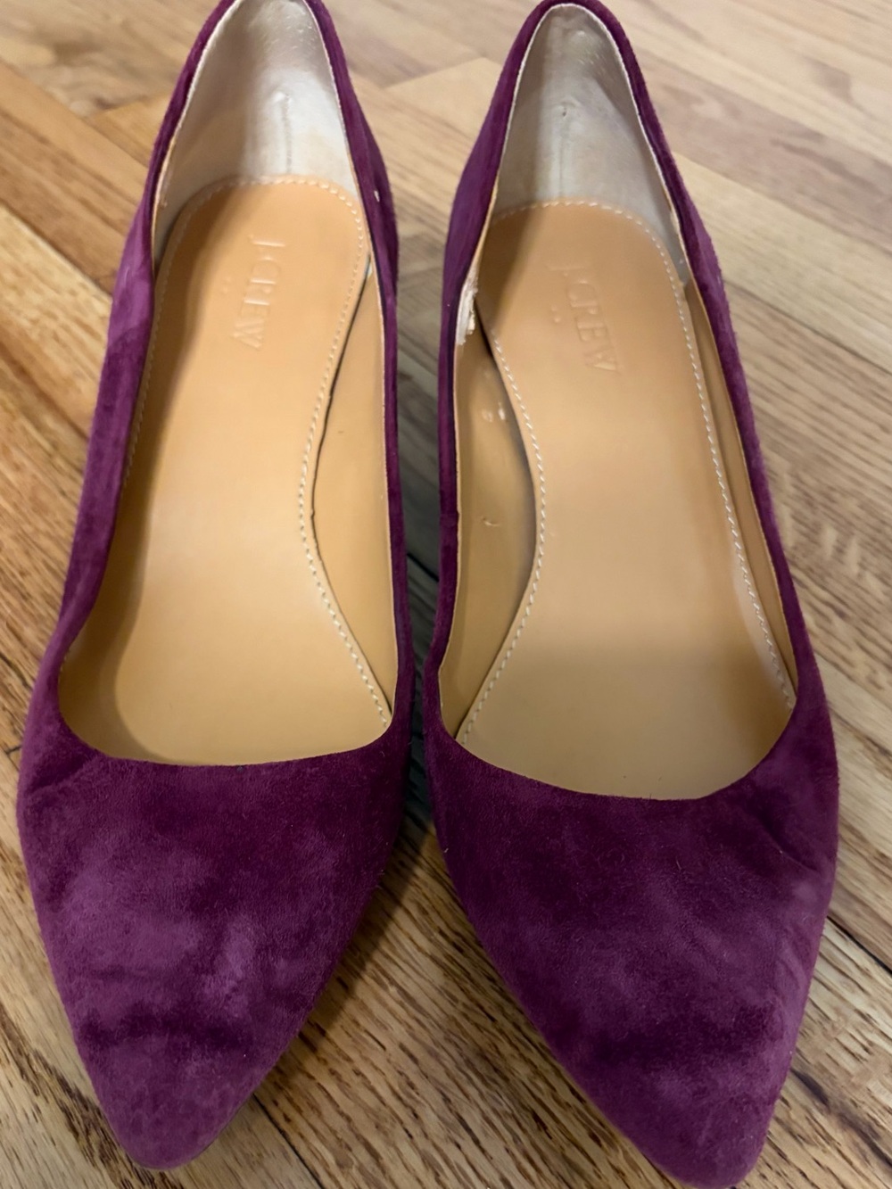J. Crew Plum Suede Pointed-Toe Flats